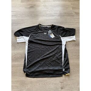 Yonex Very Cool NWT Men XL (USA) Badminton Shirt Sportswear Black Short Sleeve